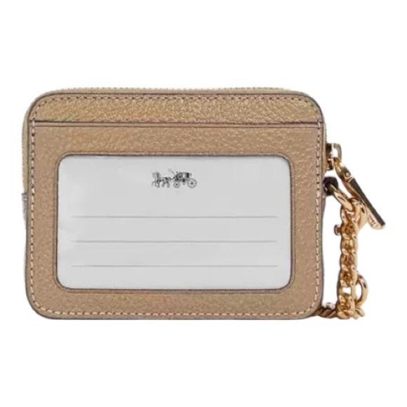 Coach Zip Card Case In Metallic Pyrite - Picture 2 of 8